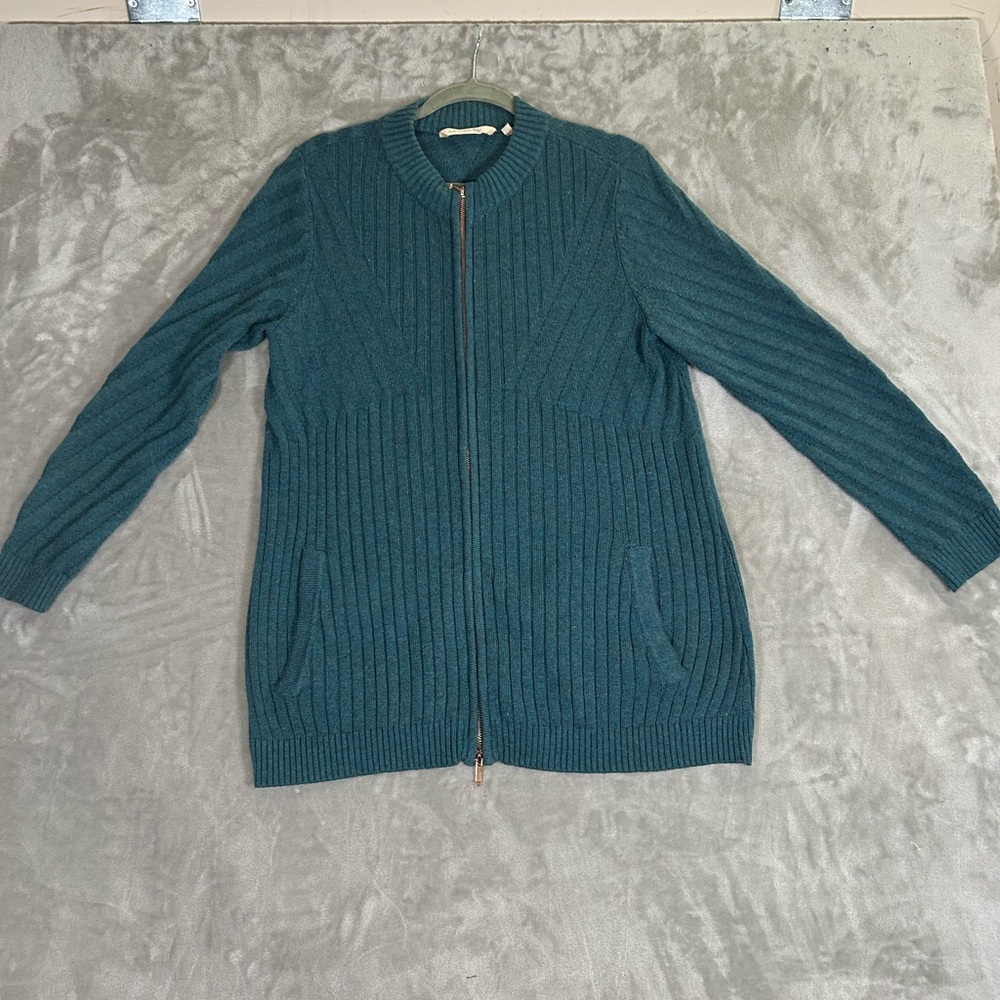 J.Jill wool blend double zipper cable knit sweater - Picture 2 of 12